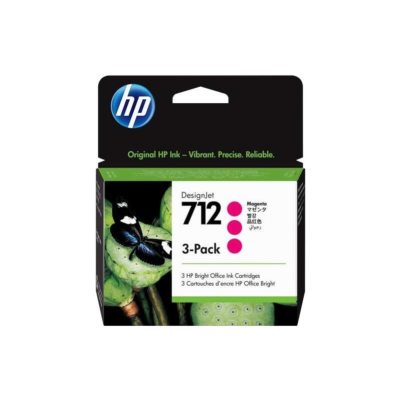 Confezione da 3 cartucce d'inchiostro originali HP 712 magenta - 3ED78A Confezione da 3 cartucce d'inchiostro originali HP 712 magenta - 3ED78A