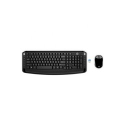 HP 300 Pack Inalambrico USB Teclado con Reposamuñecas + Raton 1600dpi 3 Botones - Uso Ambidiestro - Color Negro