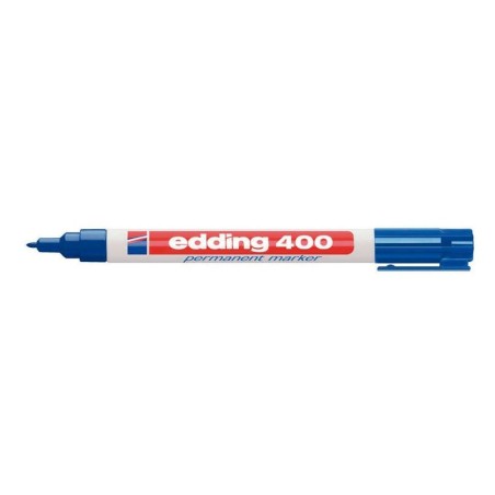 Pennarello indelebile Edding 400 - Punta tonda - Tratto 1 mm. - Ricaricabile - Asciugatura rapida - Colore blu 10pz 10pz