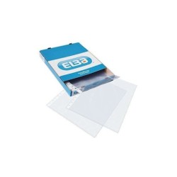 Elba Caja de 100 Fundas Multitaladro 90 Micras - Formato Folio - 16 Perforaciones - Acabado Piel de Naranja