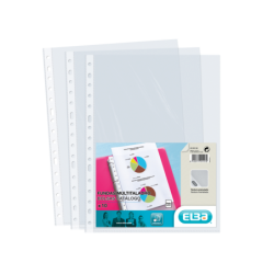 Elba Pack de 10 Fundas Multitaladro Standard Folio - Material de PP de 90? - Color Piel Naranja Transparente