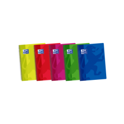 Oxford School Classic Cuaderno Espiral - Tapa de Plastico - Folio - Pauta 2.5 con Margen - 80 Hojas - Colores Surtidos