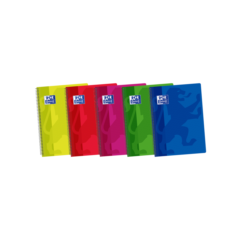 Quaderno a spirale classico Oxford School - Copertina in plastica - Folio - Regola 2.5 con margine - 80 fogli - Colori assortiti Quaderno a spirale classico Oxford School - Copertina in plastica - Folio - Regola 2.5 con margine - 80 fogli - Colori assortiti