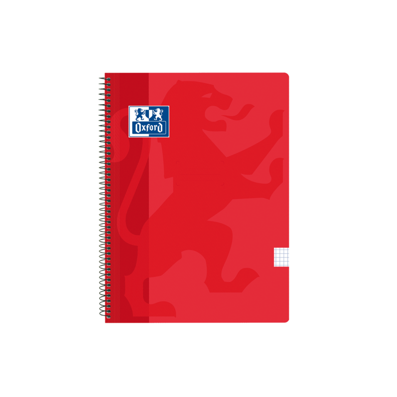 Oxford School Classic Cuaderno Espiral Tapa de Plastico Folio 4x4 - 80 Hojas - Tapa de Plastico - Color Rojo