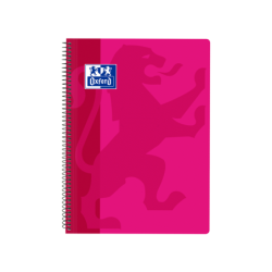 Oxford School Classic Cuaderno Espiral Tapa de Plastico Folio 4x4 - 80 Hojas - Margen - Ideal para Estudiantes - Color Fucsia