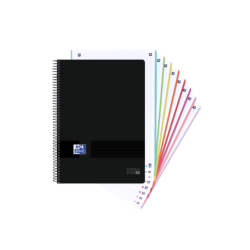 Oxford Black N'Colours Europeanbook A4+ - Tapa de Plastico Resistente - 160 Hojas Cuadriculadas 8.5x5.5 - Color Negro y Turquesa