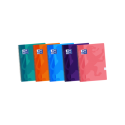 Oxford School Classic Cuaderno Espiral - Tapa de Plastico - Folio 4x4 con Margen - 80 Hojas - Colores Surtidos