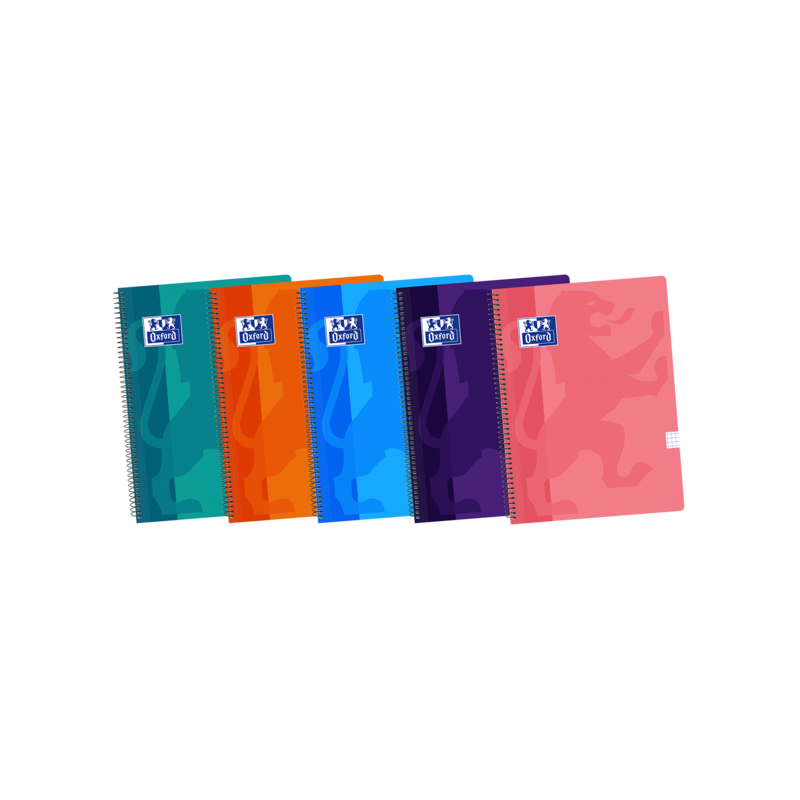 Quaderno a spirale classico Oxford School - Copertina in plastica - Folio 4x4 con margine - 80 fogli - Colori assortiti 5pz 5pz Quaderno a spirale classico Oxford School - Copertina in plastica - Folio 4x4 con margine - 80 fogli - Colori assortiti 5pz 5pz
