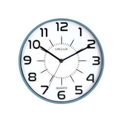 Unilux Reloj de Pared Pop - Diseño Moderno y Colorido - Facil Lectura de la Hora - Funciona con Pilas - Color Azul