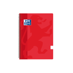 Quaderno a spirale classico Oxford School - Copertina in plastica - Foglio a righe da 3,5 con margine - 80 fogli - Colore rosso 