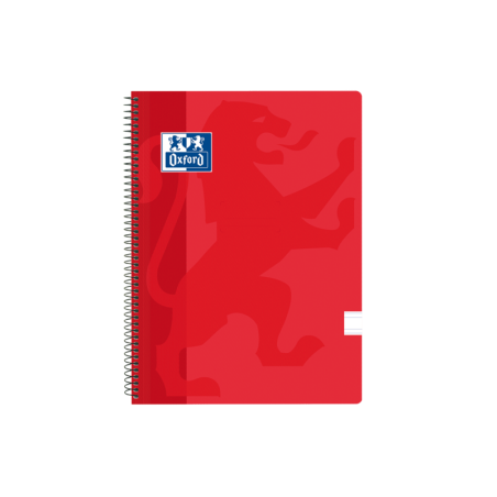 Quaderno a spirale classico Oxford School - Copertina in plastica - Foglio a righe da 3,5 con margine - 80 fogli - Colore rosso 