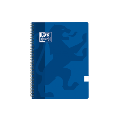 Taccuino a spirale classico Oxford School con copertina in plastica Folio - Regola 3.5 con margine - 80 fogli - Blu navy 5pz 5pz