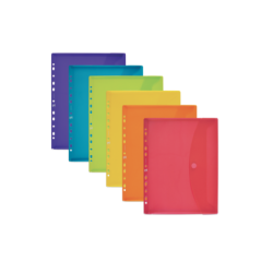 Cartella in plastica flessibile traslucida A4 Oxford - Busta multiforo con velcro - Formato A4 - Colori assortiti 15pz 15pz