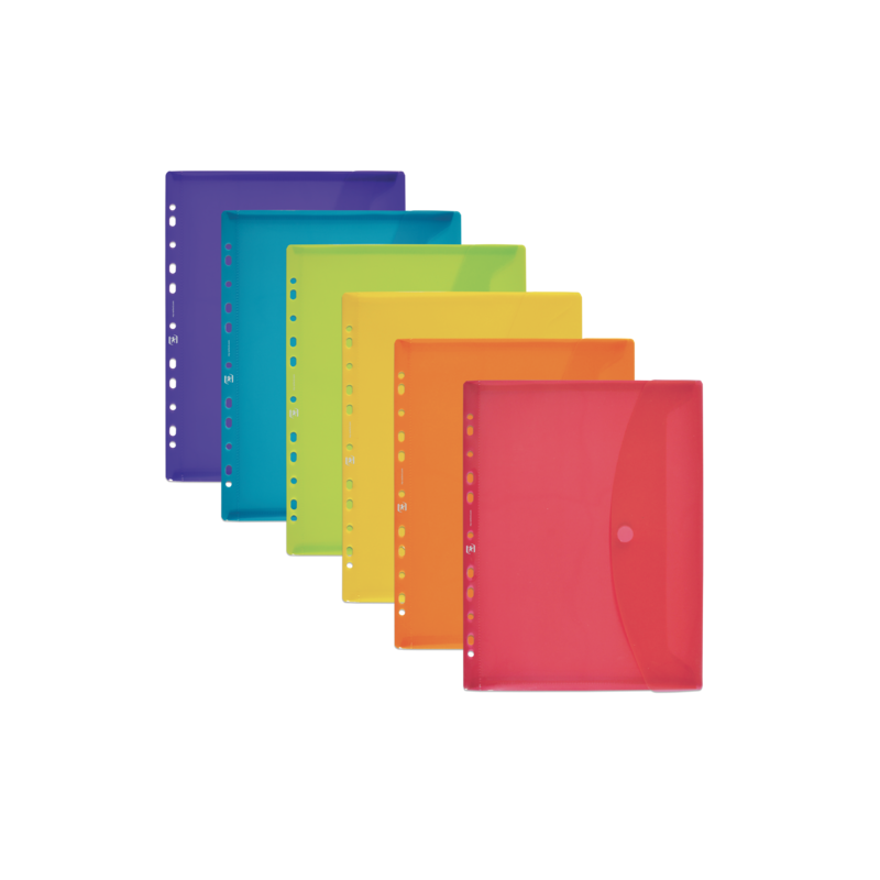 Oxford A4 Carpeta Plastico Flexible Translucido - Sobre Multitaladro con Velcro - Tamaño A4 - Colores Surtidos Oxford A4 Carpeta Plastico Flexible Translucido - Sobre Multitaladro con Velcro - Tamaño A4 - Colores Surtidos