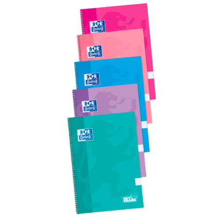 Oxford School Classic Cuaderno Espiral Tapa Extradura Write&Erase - Folio 4x4 con Margen - 80 Hojas - Colores Surtidos