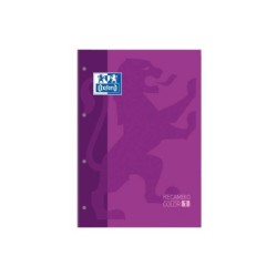 Oxford School Classic Cuaderno de Recambio - Tamaño A4 - Tapa Blanda - Encolado - 80 Hojas - Cuadricula 5x5 - Color Morado