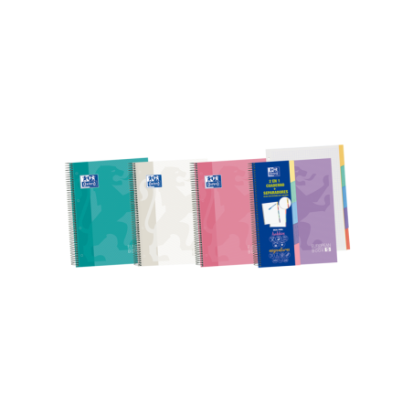 Oxford School Classic A5+ Europeanbook - Copertina extra rigida - 100 fogli - 5 etichette fustellate - Colori assortiti
