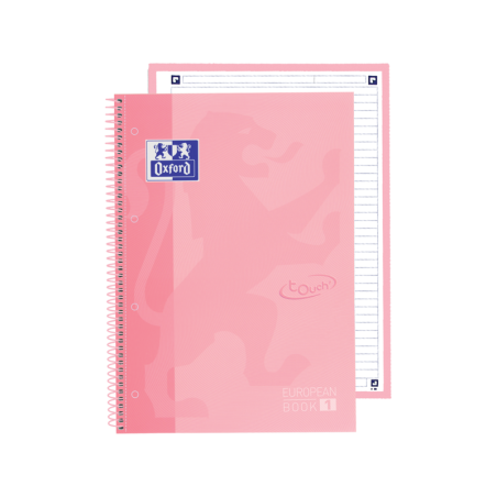 Oxford School Touch Europeanbook 1 A4+ Copertina extra rigida - 80 fogli - Copertina con disegno di fenicotteri pastello 5pz 5pz