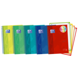 Oxford School Touch A5+ Europeanbook - Copertina extra rigida e resistente - 120 fogli di colori vivaci - Griglia 5x5 5pz 5pz