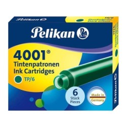 Pelikan Caja de 6 Cartuchos 4001 TP/6 - Recambio para Pluma Estilografica - Color Verde Oscuro