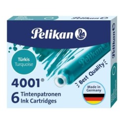 Pelikan Scatola da 6 Cartucce 4001 TP/6 - Ricarica per Penne Stilografiche - Colore Blu Turchese
