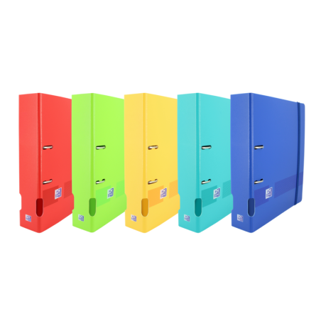 Oxford Live &amp; Go A4+ Raccoglitore in plastica polyfoam - Copertina robusta - Dorso a leva da 70 mm - Colori assortiti 5pz 5p