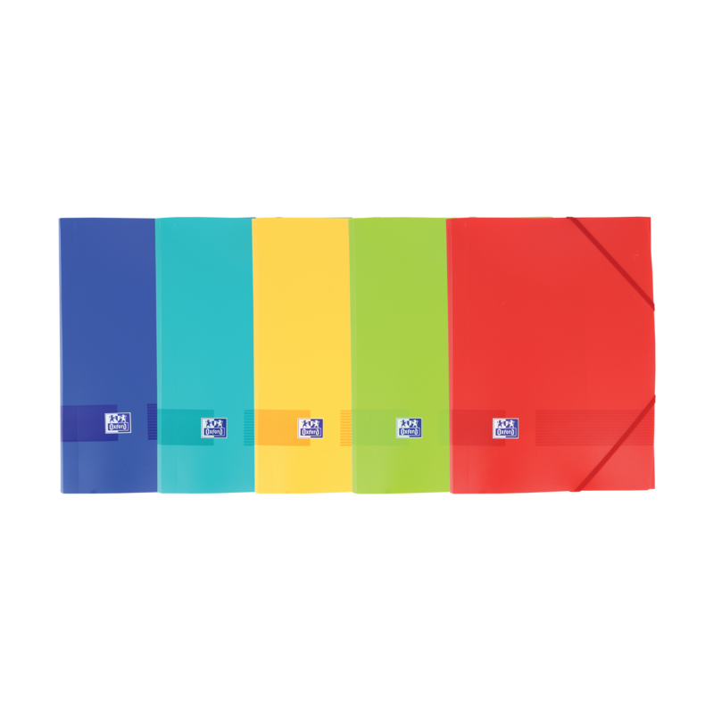 Cartella in gomma Oxford Live &amp; Go A4+ - Copertina in plastica opaca - 3 lembi - Dorso 30 mm - Colori assortiti 10pz 10pz