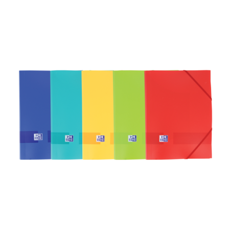 Cartella in gomma Oxford Live &amp; Go A4+ - Copertina in plastica opaca - 3 lembi - Dorso 30 mm - Colori assortiti 10pz 10pz