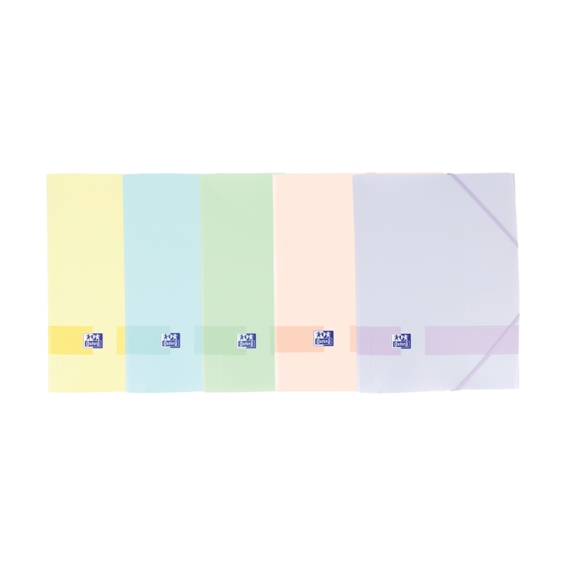 Cartella in gomma Oxford Live &amp; Go A4+ - Copertina in plastica opaca - 3 lembi - Dorso 30 mm - Colori assortiti 10pz 10pz