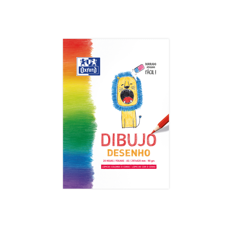 Blocco adesivo Oxford da disegno/tempo libero per bambini, formato A3, copertina morbida/copertina posteriore rigida, 20 fogli d Blocco adesivo Oxford da disegno/tempo libero per bambini, formato A3, copertina morbida/copertina posteriore rigida, 20 fogli d