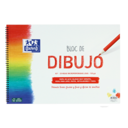 Blocco a spirale da disegno Oxford School A3+ - Copertina morbida/Copertina posteriore rigida - 20 fogli da 130 gr a tinta unita