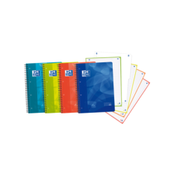 Oxford School Lagoon W&amp;E A4+ Europeanbook - Copertina in plastica - 80 fogli - Divisorio rimovibile - Scrivi e cancella 5pz 