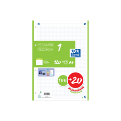 Ricarica A4 Oxford School - 5x5 - 100+20 fogli - Colore verde 13pz 13pz