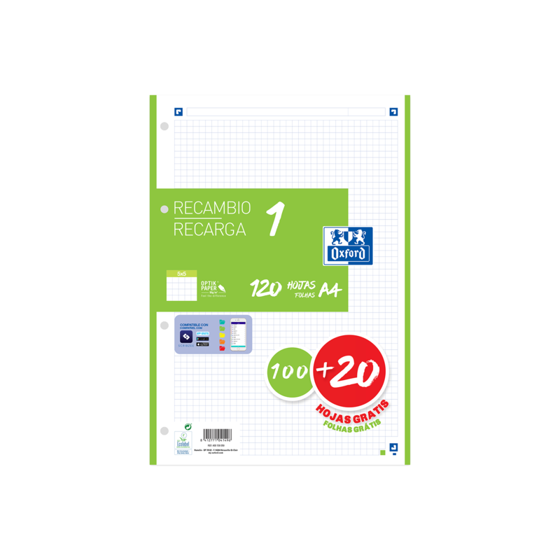 Ricarica A4 Oxford School - 5x5 - 100+20 fogli - Colore verde 13pz 13pz Ricarica A4 Oxford School - 5x5 - 100+20 fogli - Colore verde 13pz 13pz