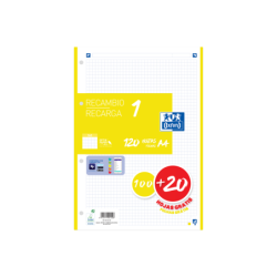 Ricarica A4 Oxford School - 5x5 - 100+20 fogli - Giallo 13pz 13pz