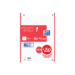 Ricarica A4 Oxford School - 5x5 - 100+20 fogli - Rosso 13pz 13pz