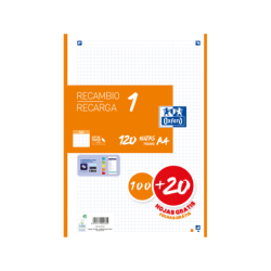 Ricarica A4 Oxford School - 5x5 - 100+20 fogli - Arancione 13pz 13pz