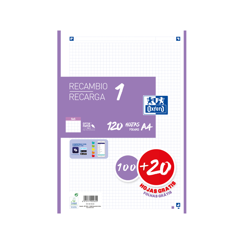Ricarica A4 Oxford School - 5x5 - Promozione 100+20 Fogli - Colore Lilla 13pz 13pz Ricarica A4 Oxford School - 5x5 - Promozione 100+20 Fogli - Colore Lilla 13pz 13pz