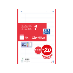 Ricarica A4 Oxford School - 1 riga - 100+20 fogli - Rosso 13pz 13pz