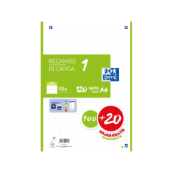 Ricarica A4 Oxford School - 1 riga - 100+20 fogli - Colore verde 13pz 13pz