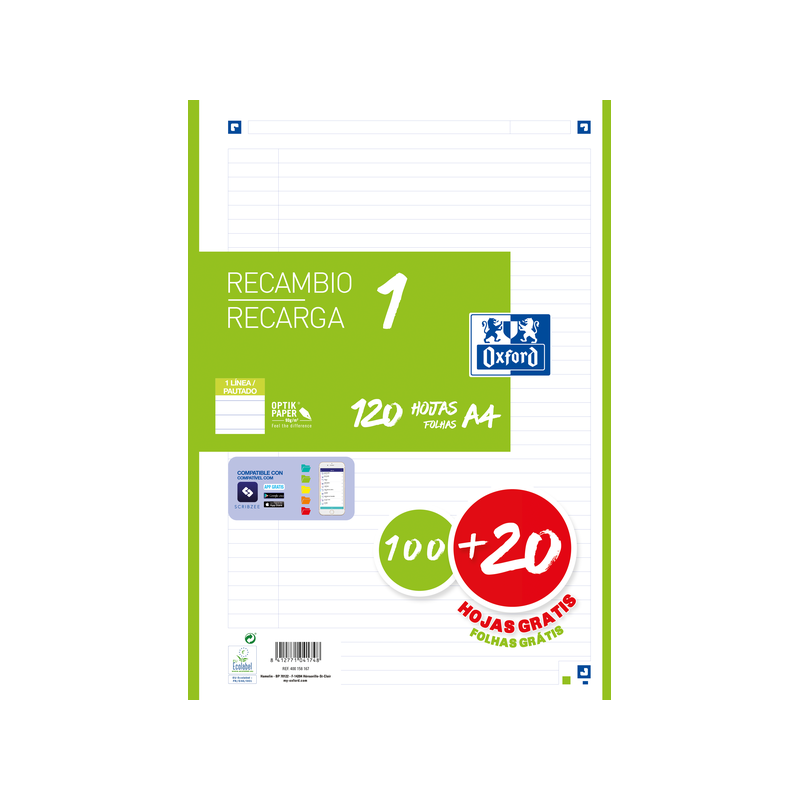 Ricarica A4 Oxford School - 1 riga - 100+20 fogli - Colore verde 13pz 13pz Ricarica A4 Oxford School - 1 riga - 100+20 fogli - Colore verde 13pz 13pz