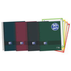 Oxford & You Cuaderno A5+ Tapa Extradura Europeanbook - 120 Hojas - Cuadricula 5x5 - Colores Surtidos