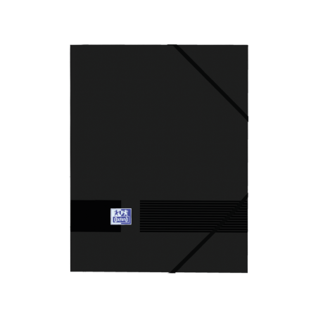 Cartella in gomma Oxford Live &amp; Go A4+ - Copertina in plastica opaca - 3 lembi - Dorso 30 mm - Colore nero 10pz 10pz