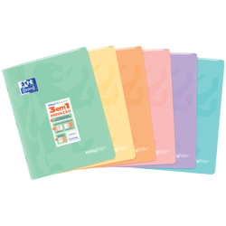 Oxford Easybook A4 Libreta Grapada - Tapa de Plastico Resistente - 1 Linea con 2 Margenes - 48 Hojas de Papel Pastel