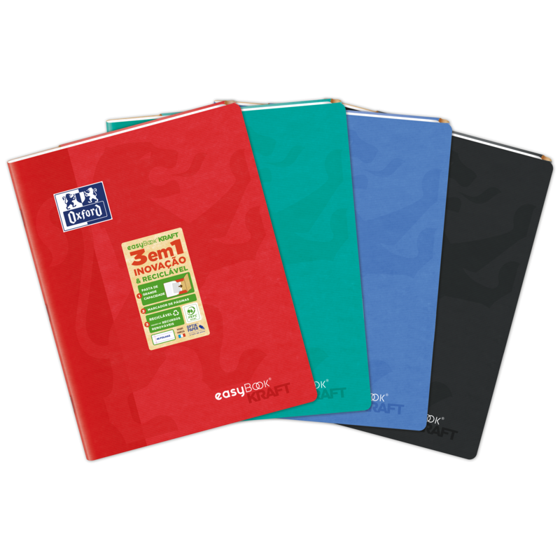 Oxford Easybook Kraft A4 - Copertina Morbida - Quaderno Pinzato - 1 Riga con 2 Margini - 48 Fogli - Colori Assortiti 10pz 10pz Oxford Easybook Kraft A4 - Copertina Morbida - Quaderno Pinzato - 1 Riga con 2 Margini - 48 Fogli - Colori Assortiti 10pz 10pz