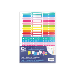 Confezione Oxford da 2 fogli di adesivi - Design vario - Adesivo di alta qualità - Ideale per decorare quaderni 10pz 10pz