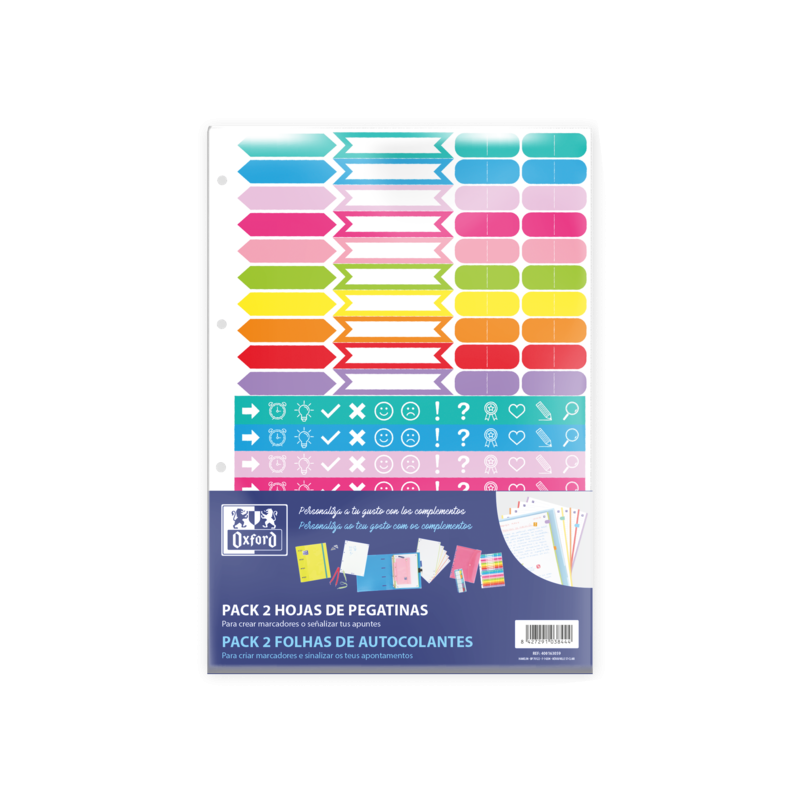 Confezione Oxford da 2 fogli di adesivi - Design vario - Adesivo di alta qualità - Ideale per decorare quaderni 10pz 10pz Confezione Oxford da 2 fogli di adesivi - Design vario - Adesivo di alta qualità - Ideale per decorare quaderni 10pz 10pz