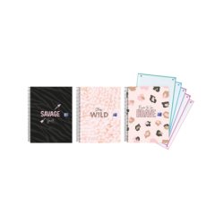 Oxford Animal Print A4+ Europeanbook 5 Copertina extra rigida - Griglia 5x5 - 120 fogli - 3 modelli 5pz 5pz