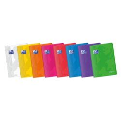 Oxford Easybook A4 Libreta Grapada - Tapa de Plastico Resistente - 48 Hojas con Margen - Cuadricula 4x4 - Colores Surtidos