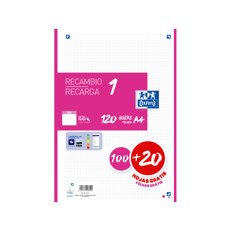 Ricarica A4 Oxford School - 5x5 - 100+20 fogli - Colore fucsia 13pz 13pz Ricarica A4 Oxford School - 5x5 - 100+20 fogli - Colore fucsia 13pz 13pz